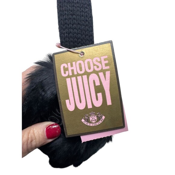 Juicy Couture Vintage Y2K Rabbit Fur Wool Earmuffs Black New With Tags